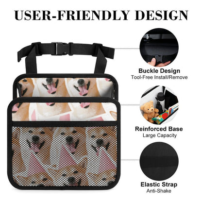 Organizador para asiento de auto personalizable en piel sintética PU con bolsillo de malla