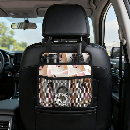 Organizador para asiento de auto personalizable en piel sintética PU con bolsillo de malla