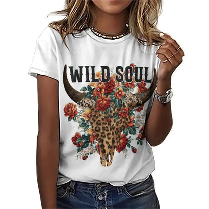 Camiseta Mujer Full Print Tacto Algodón | Tallas S-6XL Personalizada