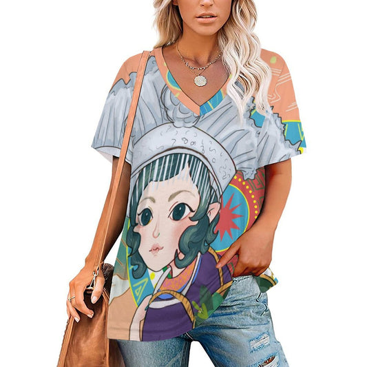 Playera Cuello V Personalizada de Seda de Hielo | Para Mujer y Hombre