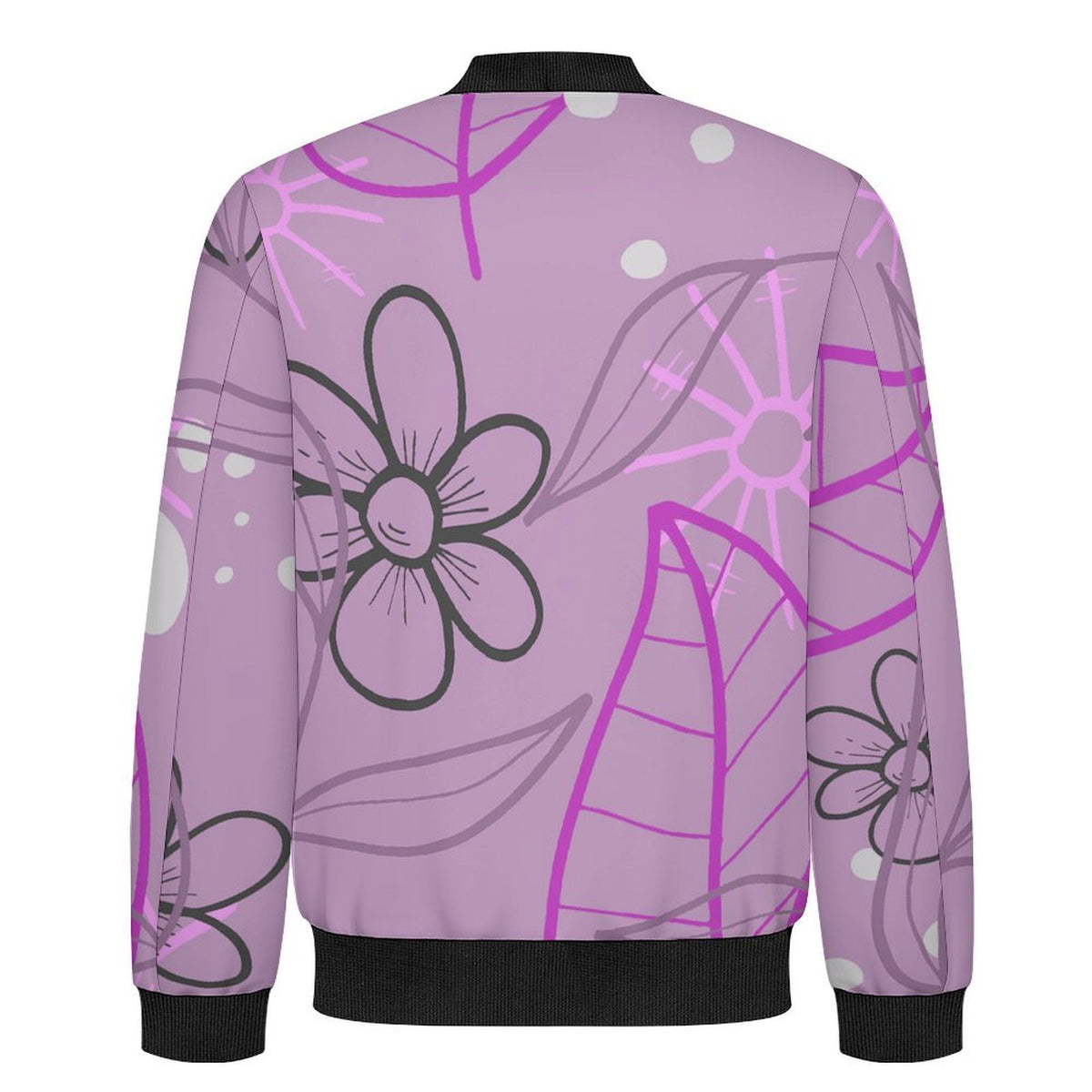 Lightweight Pilot Jacket Purple, Hand Drawn, Flower, Line