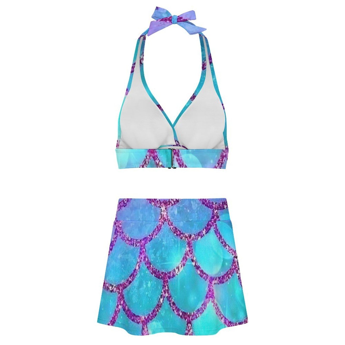 Conjunto de traje de baño personalizable de dos piezas con tirantes y falda con abertura