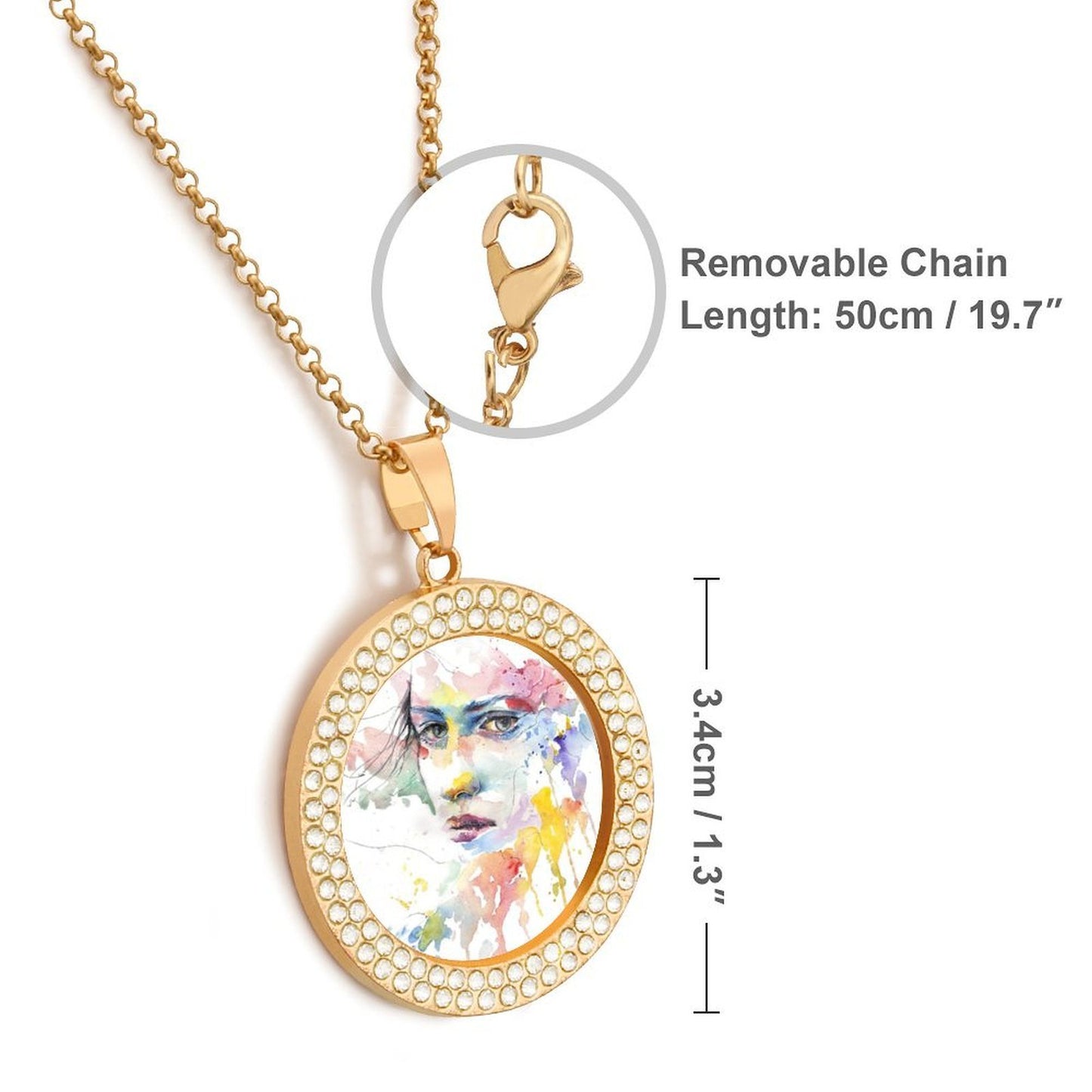 Collar Personalizado con Foto y Pedrería | Medalla Brillante