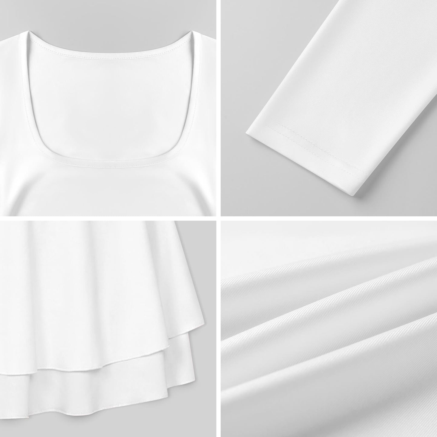 Vestido Mini para Mujer con Escote Cuadrado y Volante en Dobladillo de Leche de Seda