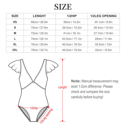 Traje de baño enterizo personalizable con cuello en V y mangas con holanes