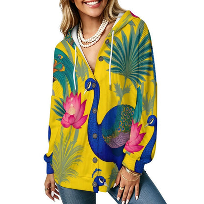 Chaqueta Punto Mujer con Capucha y Botones Personalizable