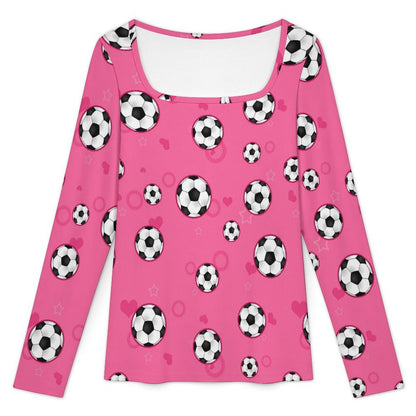 Blusa Personalizable de Manga Larga con Cuello Cuadrado para Mujer