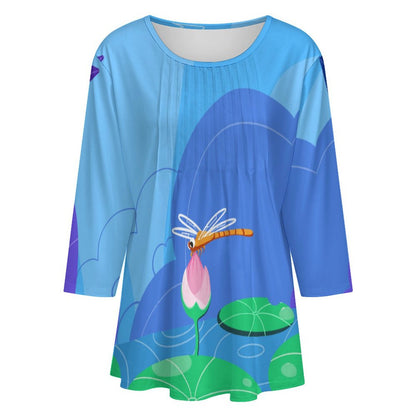 Blusa Fruncida Manga 3/4 Personalizable para Mujer | Top Casual