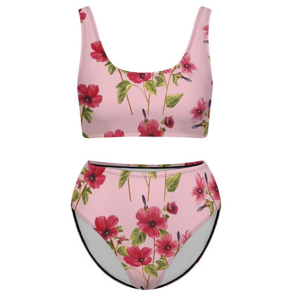 Sporty Bikini Swimwear Set Flowers