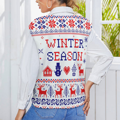 Chaleco de Punto Cuello V | Sweater Vest Oversize Mujer S-2XL