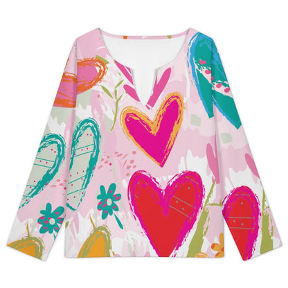 Blusa Personalizada de Manga Larga con Cuello en V para Mujer