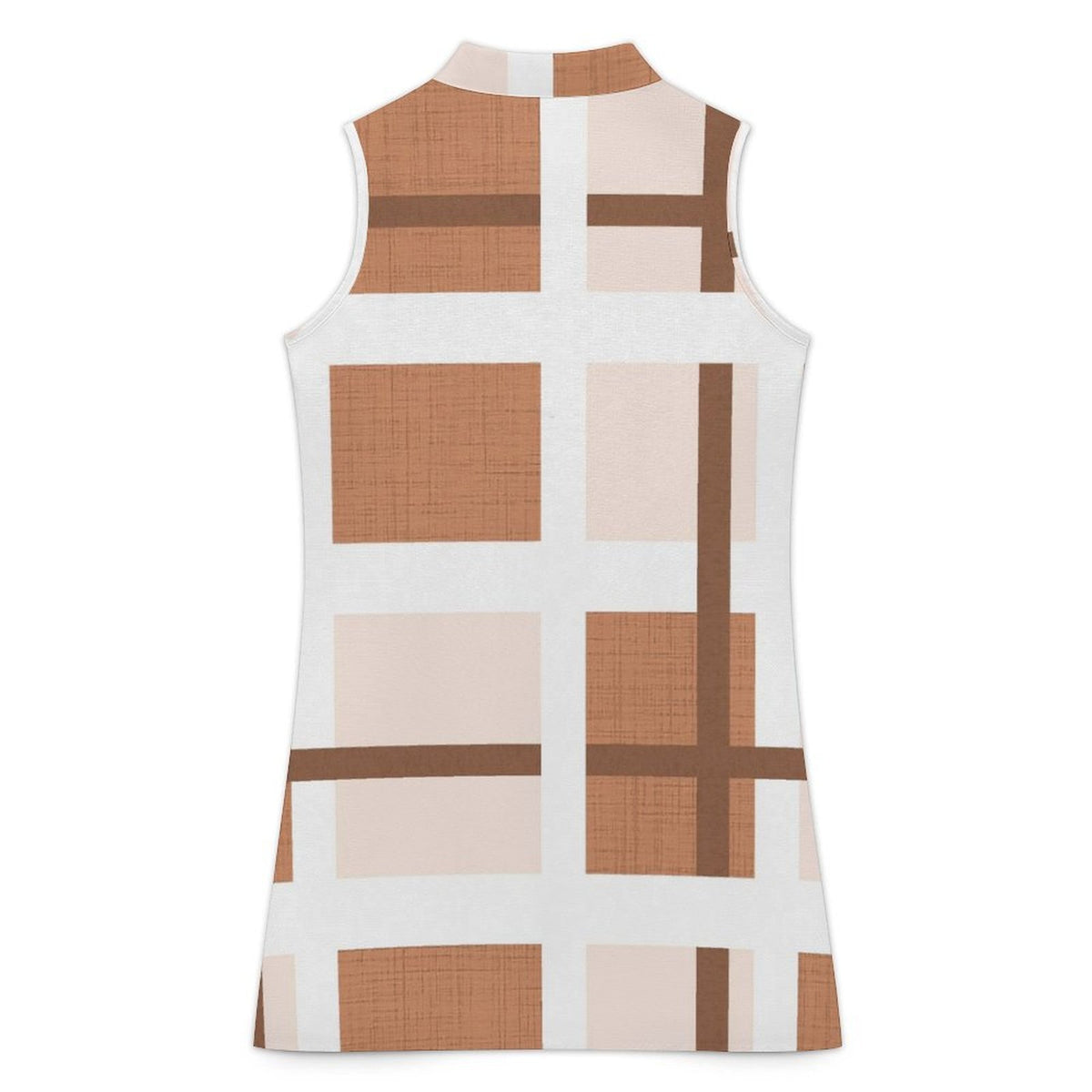 Sleeveless Button Up Shirt Skirt Brown Background Pattern