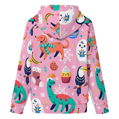 Sudadera con Capucha Waffle y Cierre Completo para Mujer Personalizable
