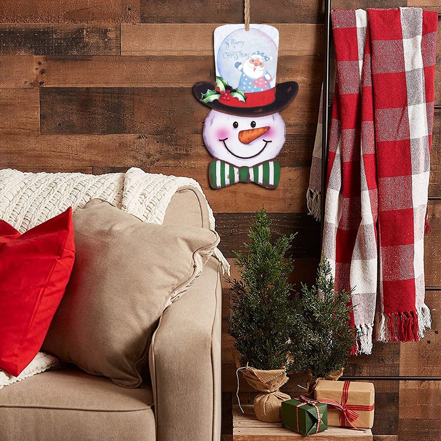Tu Letrero de Puerta Navideño | Bienvenida Rústica y Personalizada