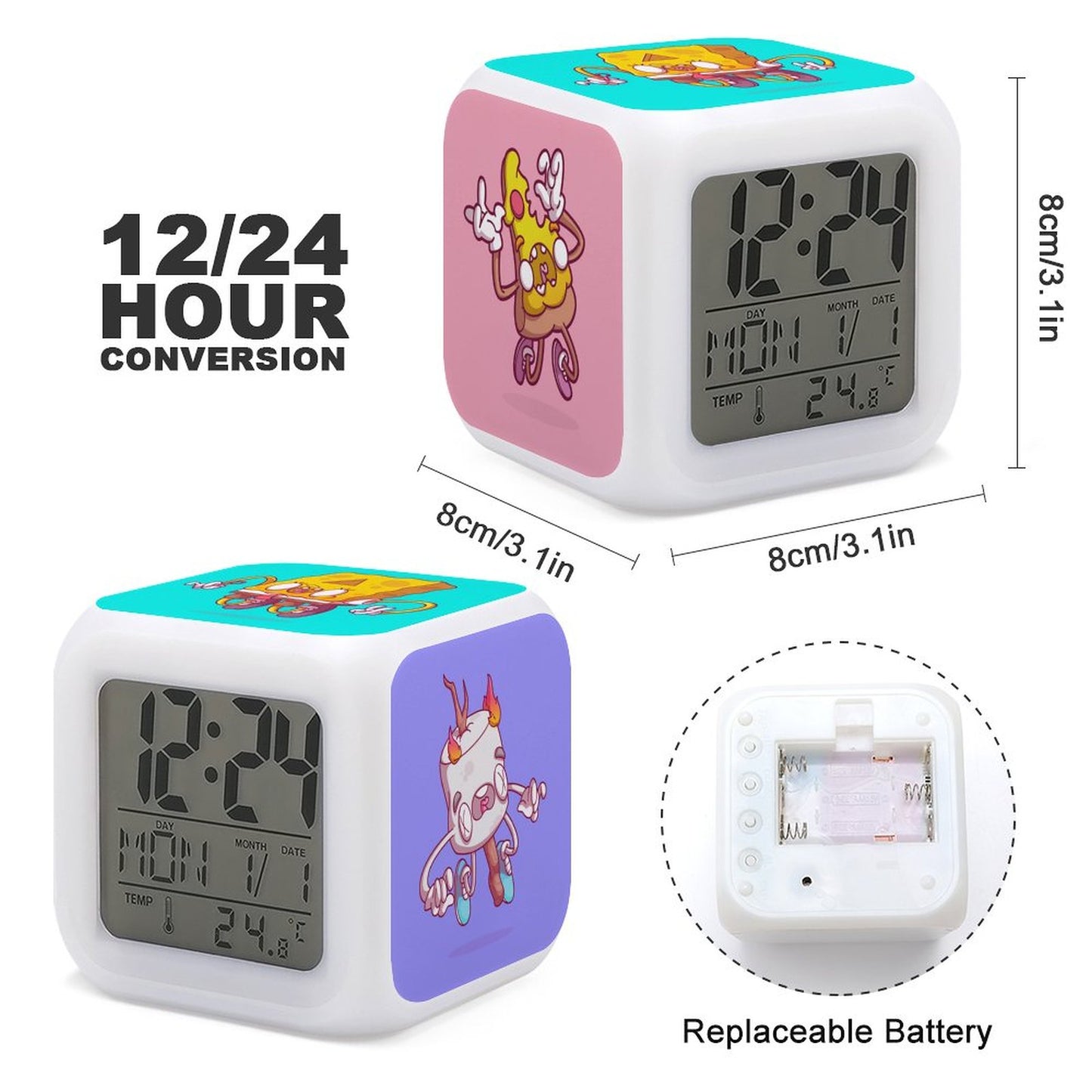 Reloj Despertador Cubo LED Personalizado | Fotos y 7 Colores