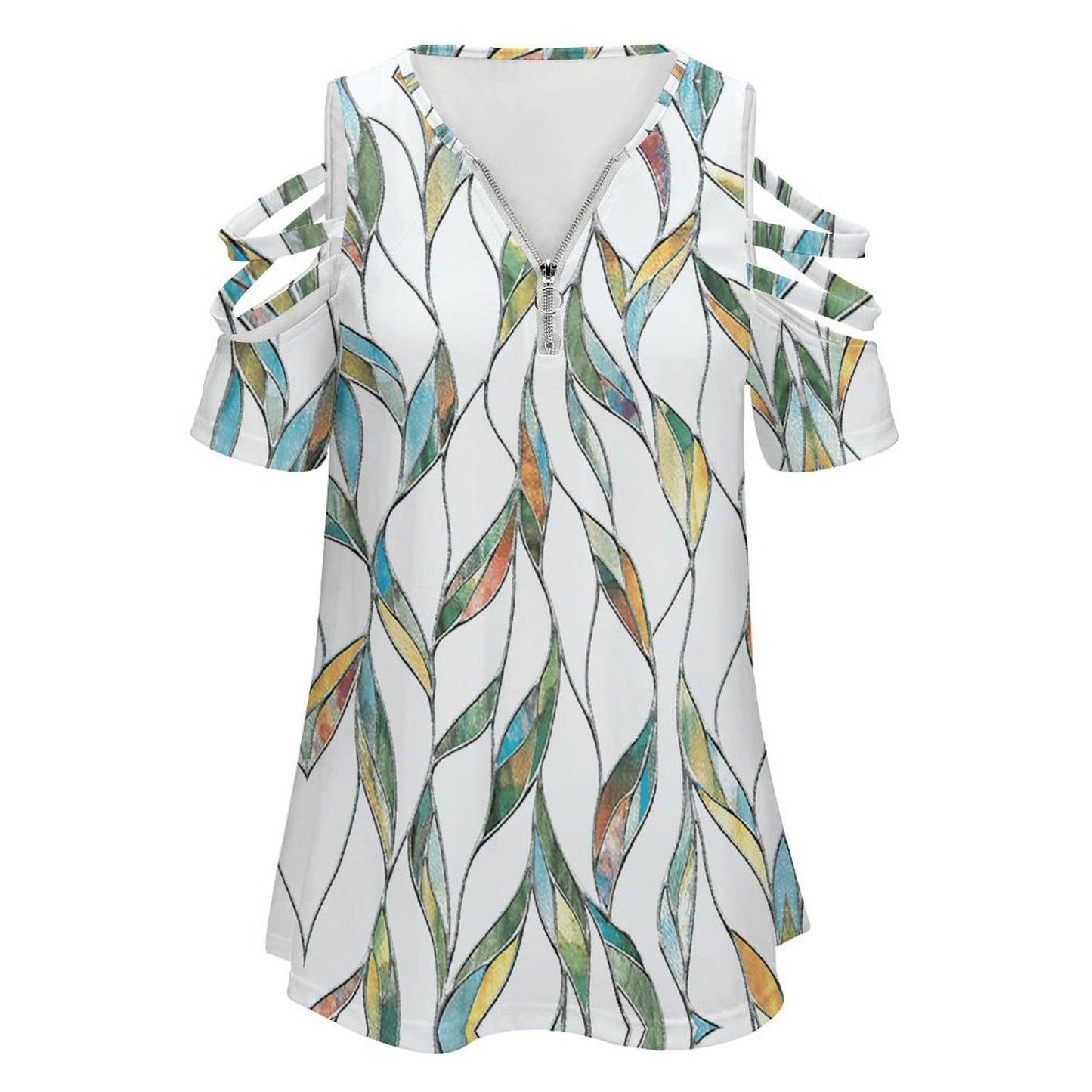 Blusa Túnica Hombros Descubiertos | Cierre V-Neck Ajustable