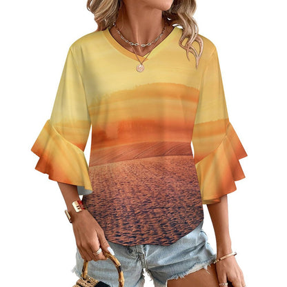 Blusa con Holanes Personalizada para Mujer | Manga Acampanada