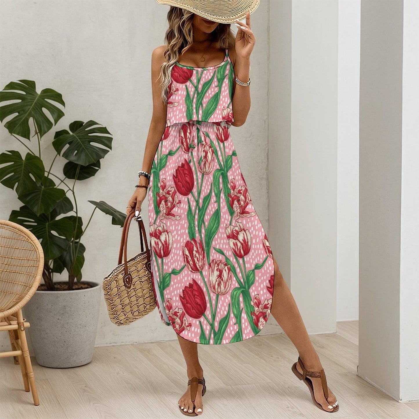 Maxi Vestido Personalizado de Tirantes con Abertura Lateral