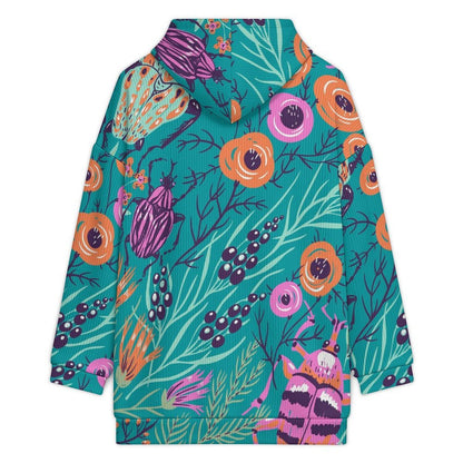 Hooded Plush Jacket Insects, Trees, Plants
