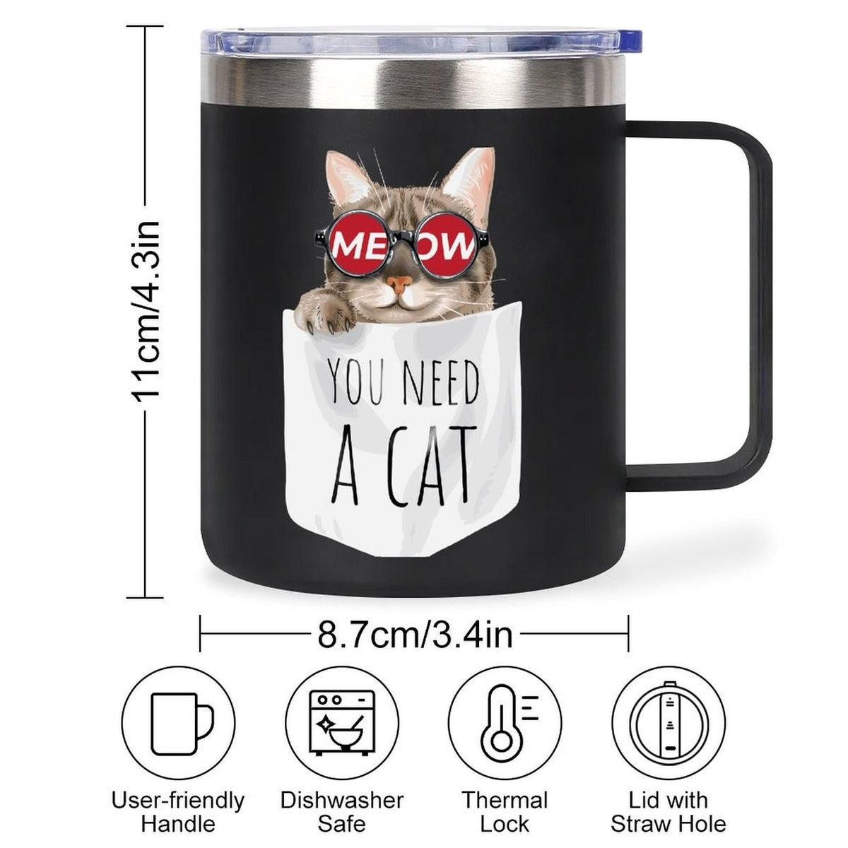 Eggshell Cup You Need A Cat, Sunglasses