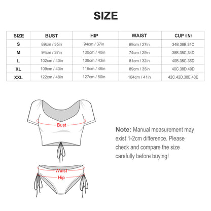 Bikini con Manga Personalizado y Nudo al Frente | Traje de Baño con Estampado Completo