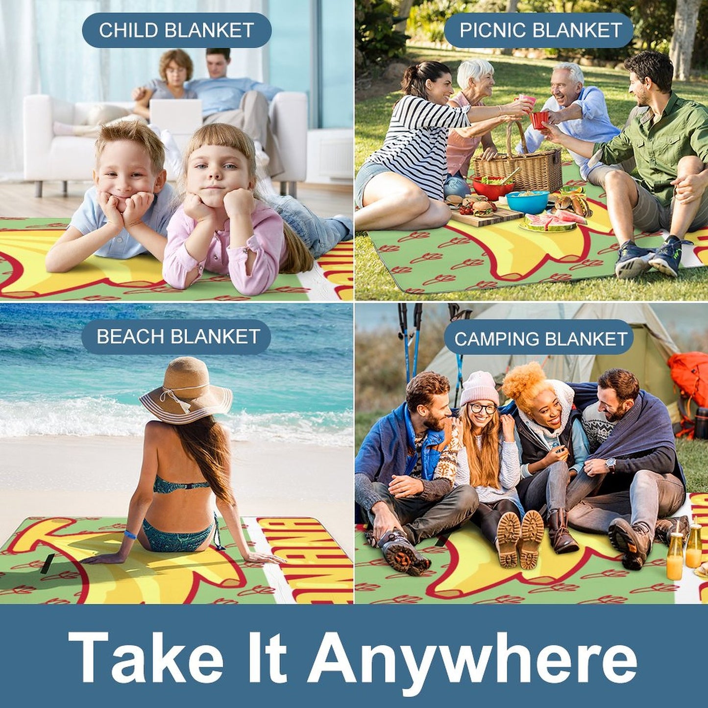 Tapete de Picnic Plegable Personalizado | Impermeable y Acolchado 148x148cm