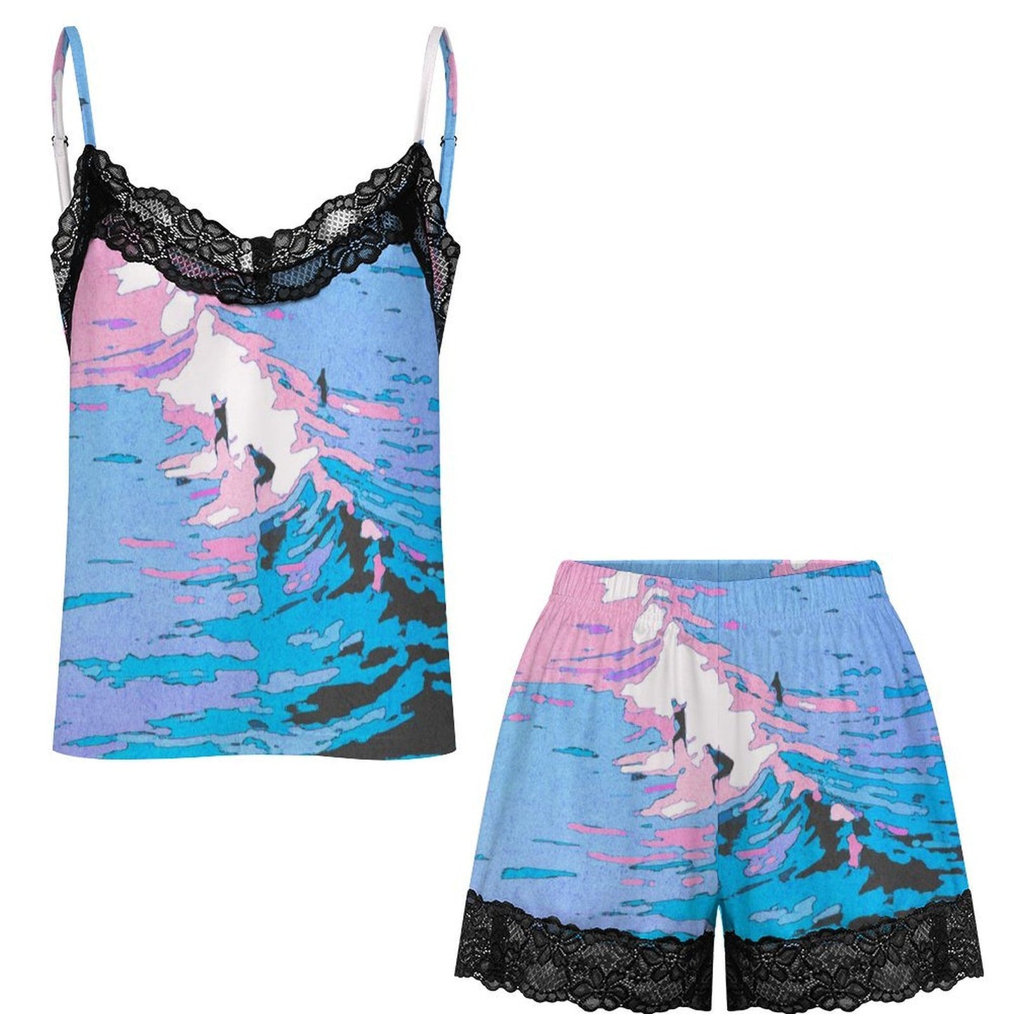 Pijama de Tirantes con Encaje y Short Personalizable para Mujer