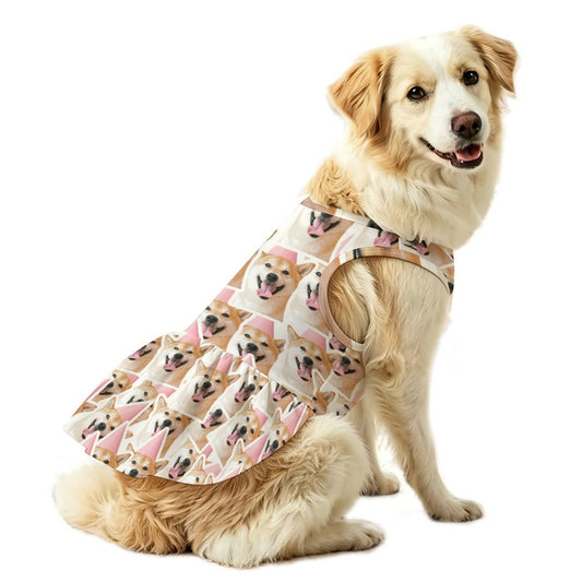 Vestido Hawaiano Grande para Mascotas con Holanes y Estampado Personalizado