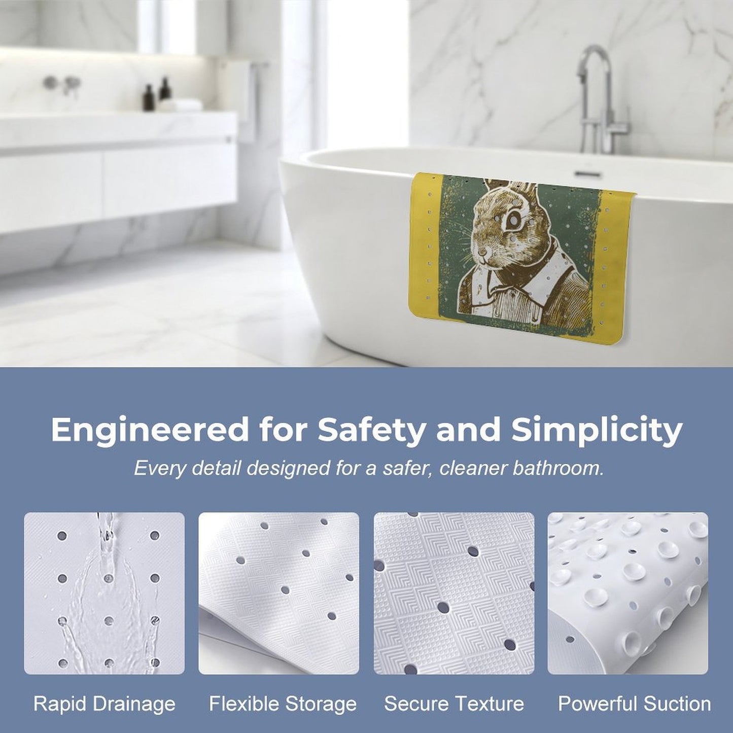 Tapete Antiderrapante Personalizado para Baño con Ventosas