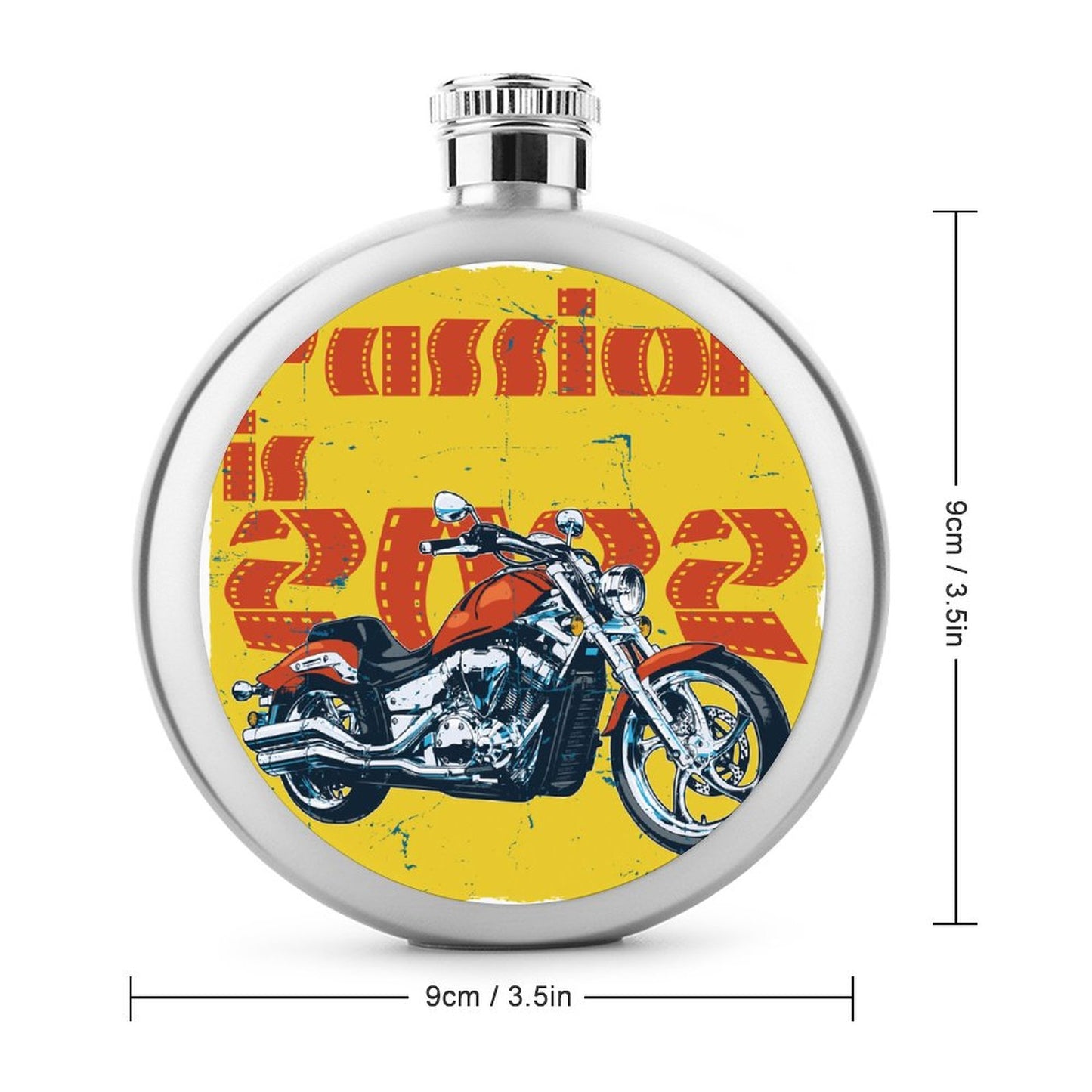 Petaca Redonda Personalizada 5oz | Acero Inoxidable con Diseño Acrílico