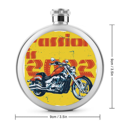 Petaca Redonda Personalizada 5oz | Acero Inoxidable con Diseño Acrílico