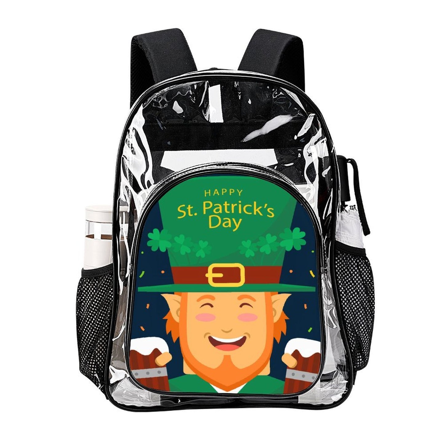 Mochila Transparente Personalizada de PVC con Bolsillo Lateral de Malla
