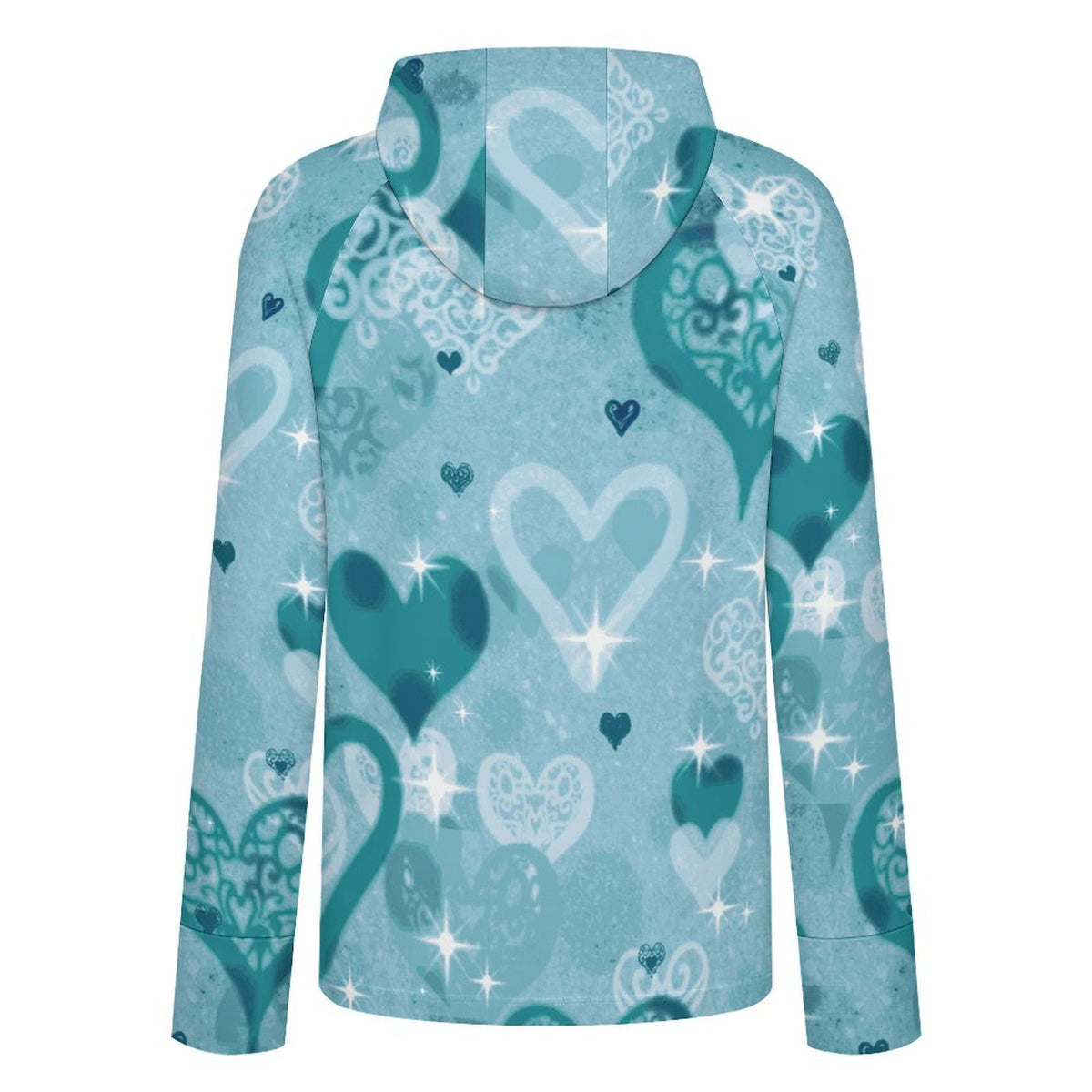 Sunscreen Hooded Long Sleeved Jacket Blue Heart