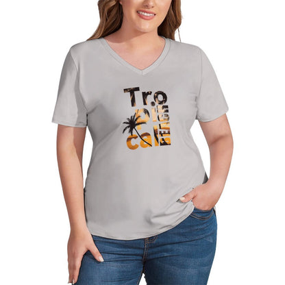 Playera Holgada Cuello en V Personalizada | Corte Relajado para Mujer