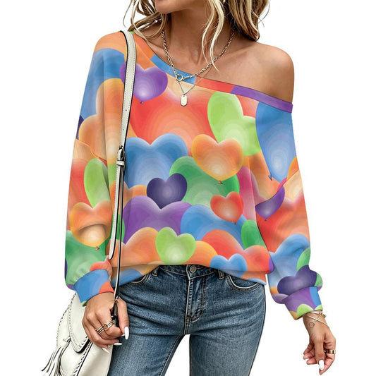 Sudadera con Hombro Descubierto Personalizable para Mujer