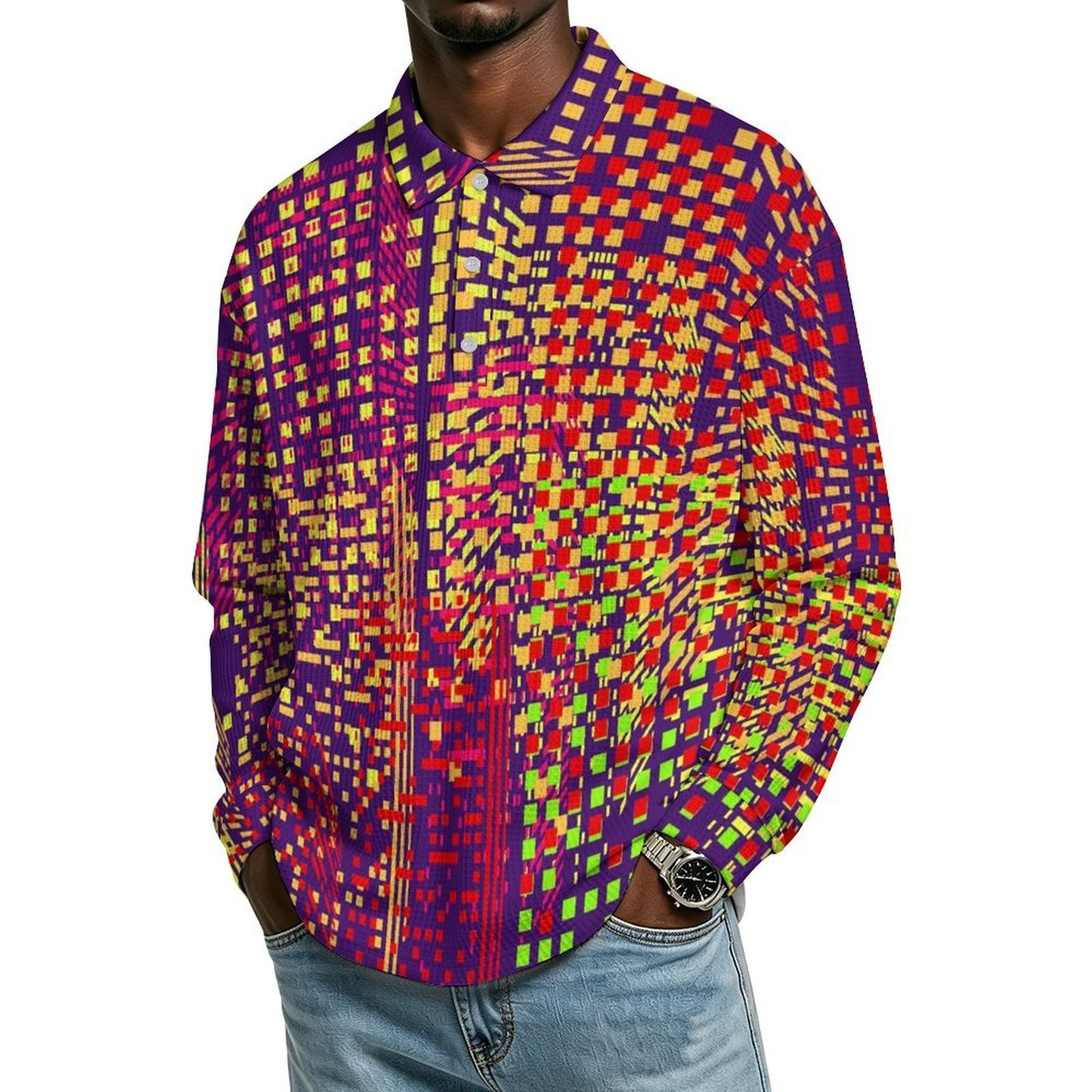 Sudadera Waffle con Cuello Polo Personalizable para Hombre