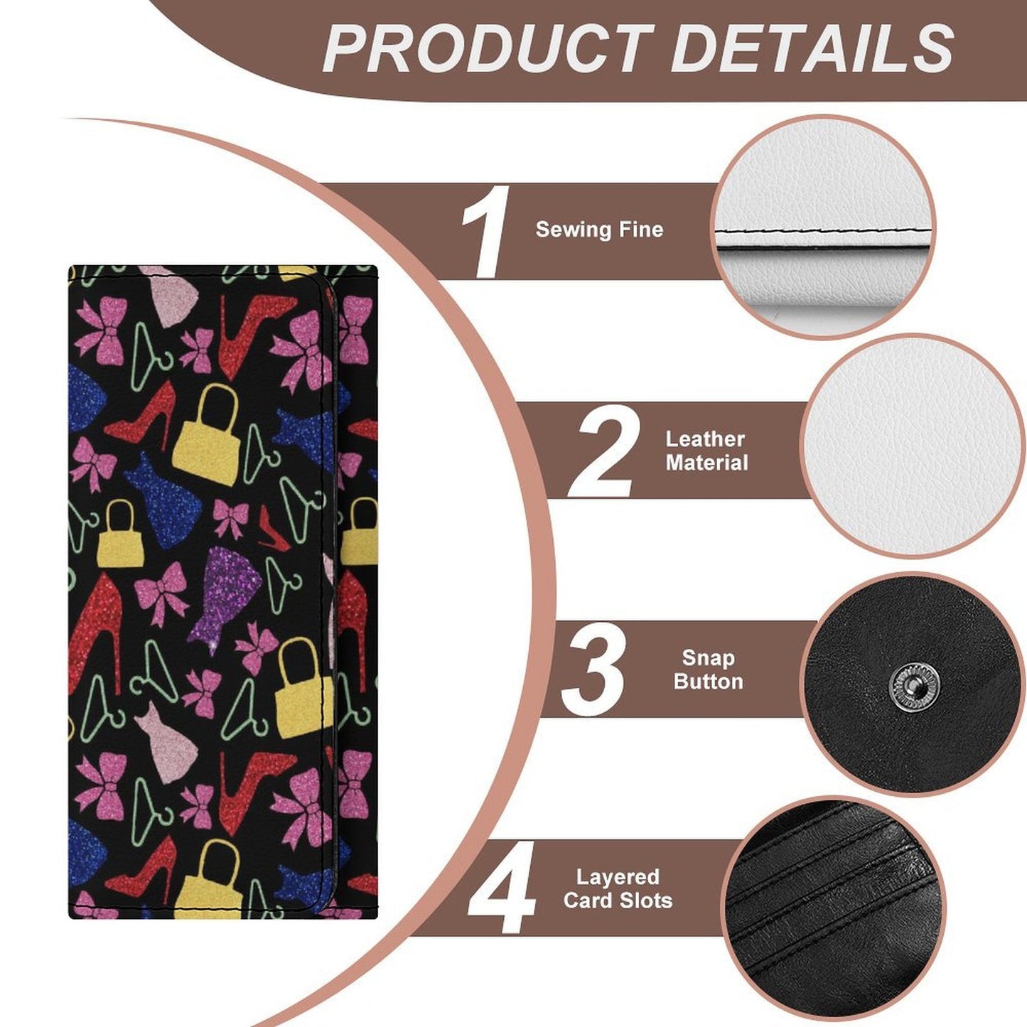 Cartera Bifold de Piel Sintética Personalizada con Impresión UV