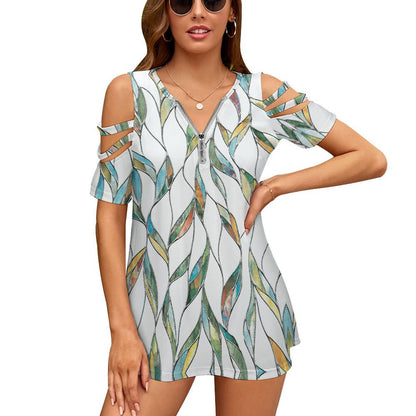 Blusa Túnica Hombros Descubiertos | Cierre V-Neck Ajustable