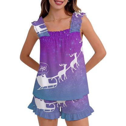 Pijama con Volantes y Short Personalizable para Mujer, Tallas S a 5XL