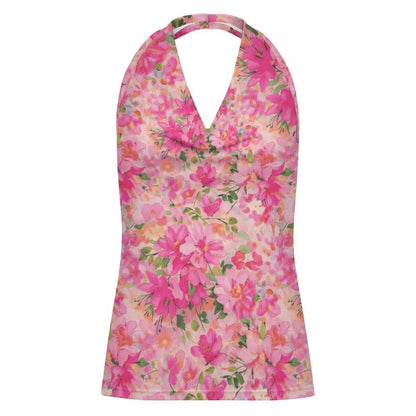 Top Halter Personalizado para Mujer | Escote Drapeado y Tela Suave