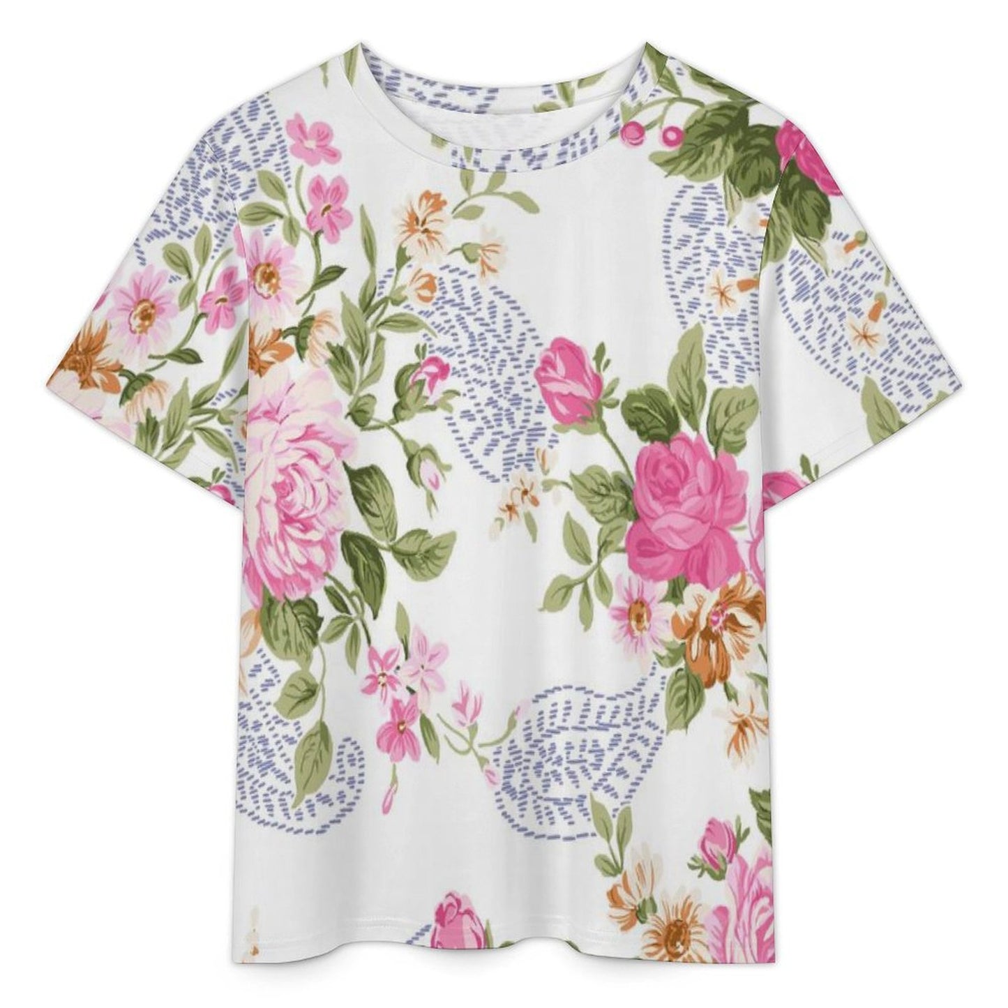 Short Sleeved Pajama Set Retro, Floral Design