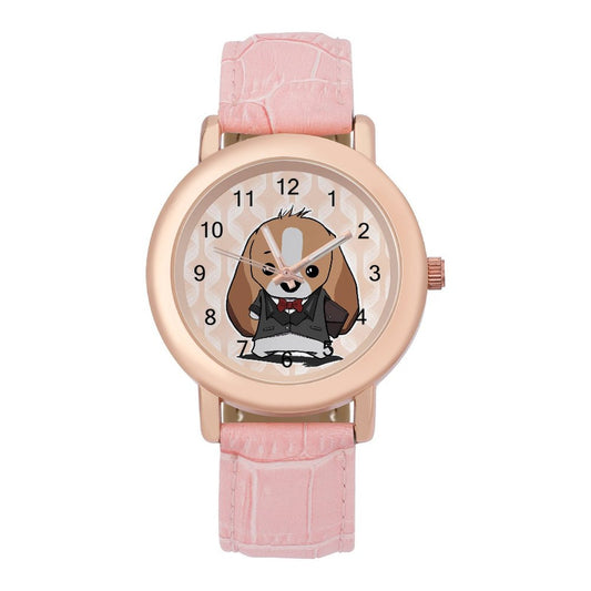Reloj de Piel Genuina Personalizado con Foto | Correa Rosa para Mujer
