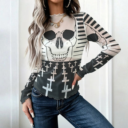 Blusa de Red Manga Larga con Cuello Alto Personalizable