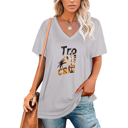 Playera Holgada Cuello en V Personalizada | Corte Relajado para Mujer