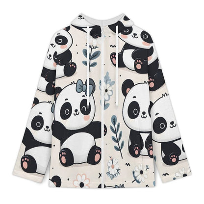 Fleece Jacket with Hood Panda, White Flower