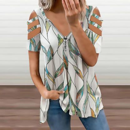 Blusa Túnica Hombros Descubiertos | Cierre V-Neck Ajustable