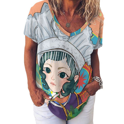 Playera Cuello V Personalizada de Seda de Hielo | Para Mujer y Hombre