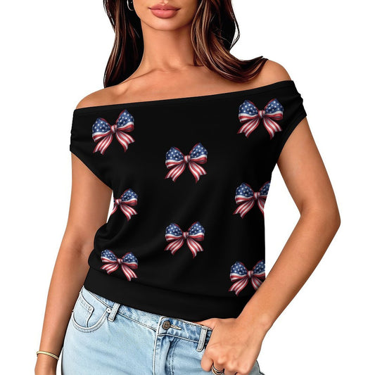 Blusa de Hombro Descubierto Personalizada con Cuello Convertible