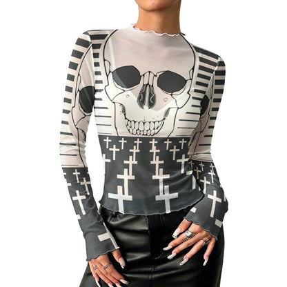Blusa de Red Manga Larga con Cuello Alto Personalizable