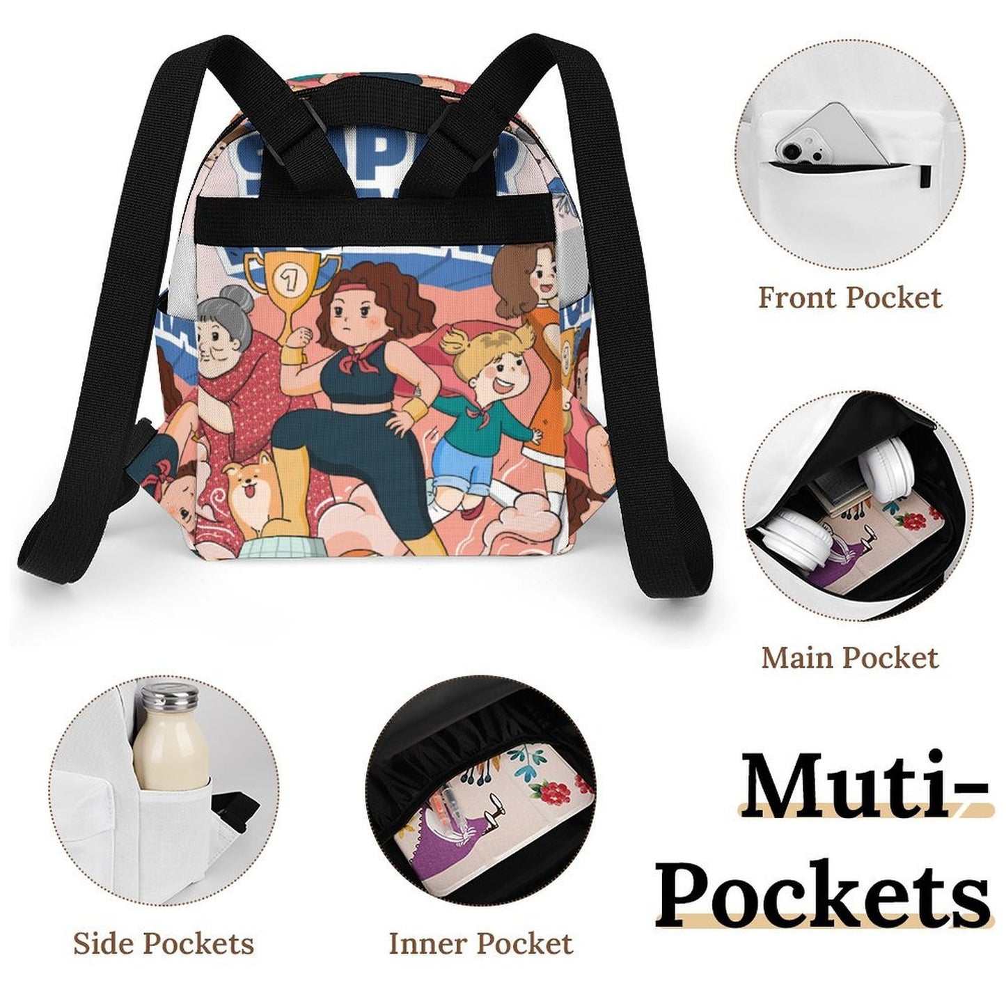 Mini Mochila Casual Personalizada Impermeable de Tela Oxford